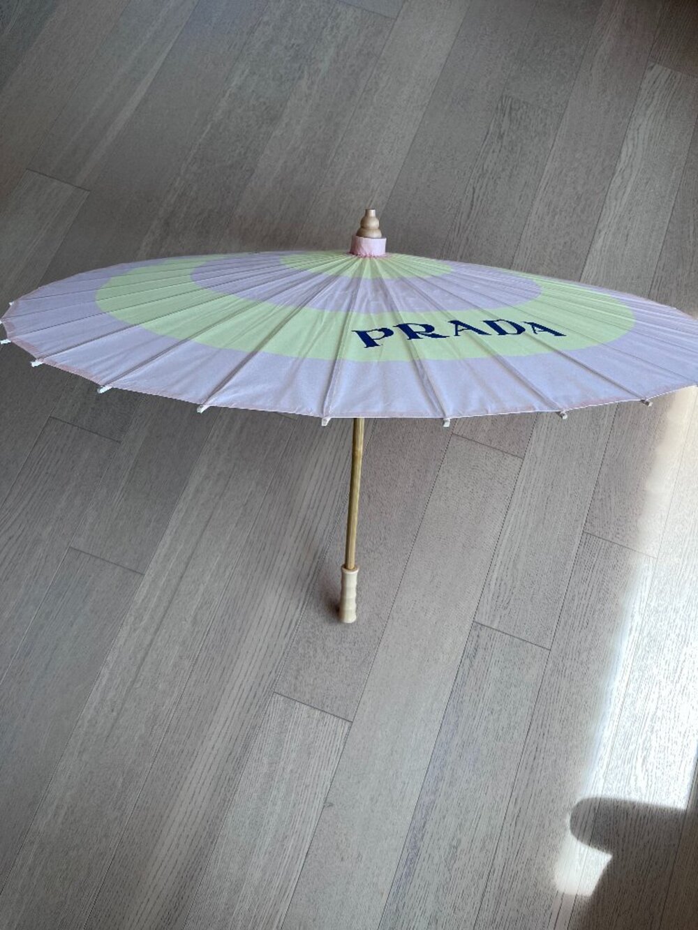 NWT Prada Rare Pink & Yellow Paper Parasol Sun Umbrella